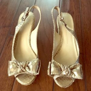 Franco Sarto gold (very neutral) wedged shoes